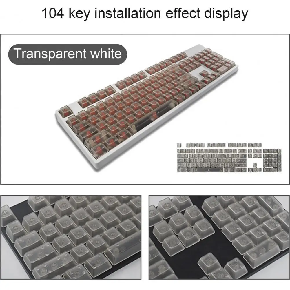 

104Pcs/Set Key Caps Wear-resistant Transparent Design PBT No Lettering Mechanical Keyboard Backlight Caps for Computer