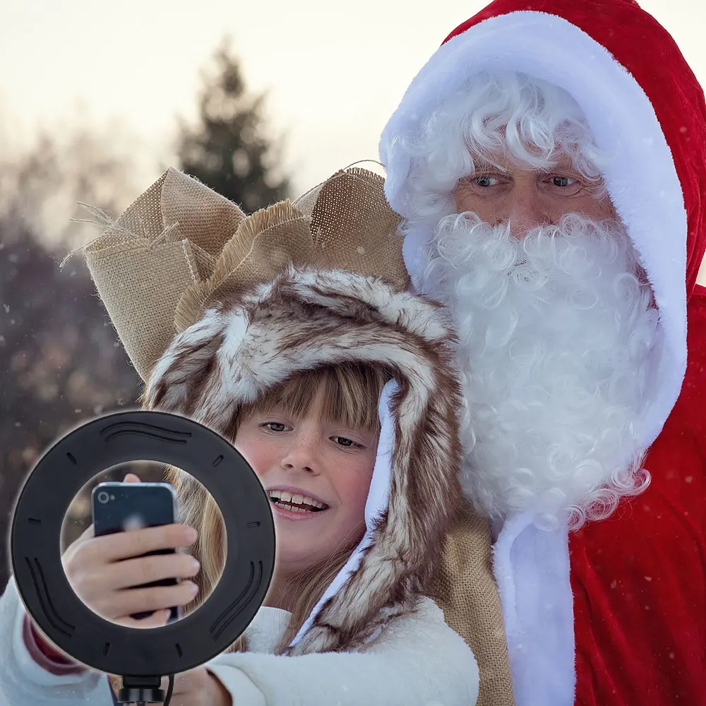 Осветитель кольцесветильник светодиодный с регулируемой яркостью для селфи