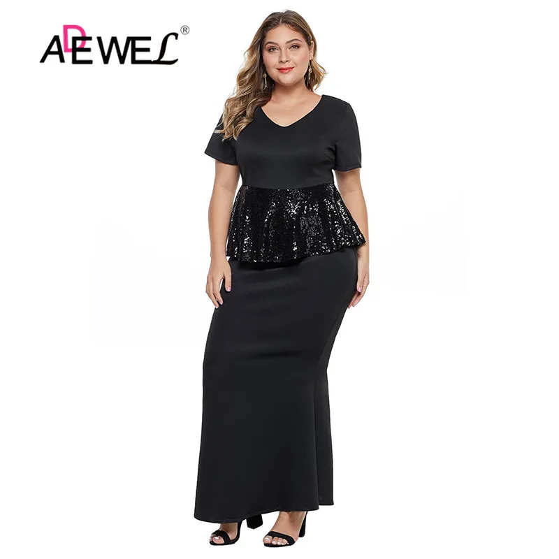 ADEWEL-женское платье с высокой талией элегантное вечернее коротким рукавом и