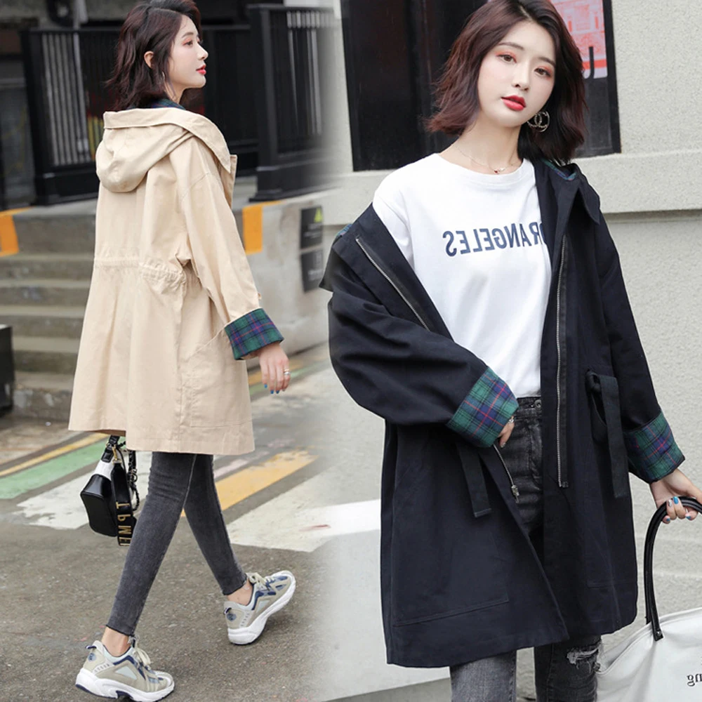 Женский длинный кардиган с капюшоном повседневный однотонный тренчкот длинным