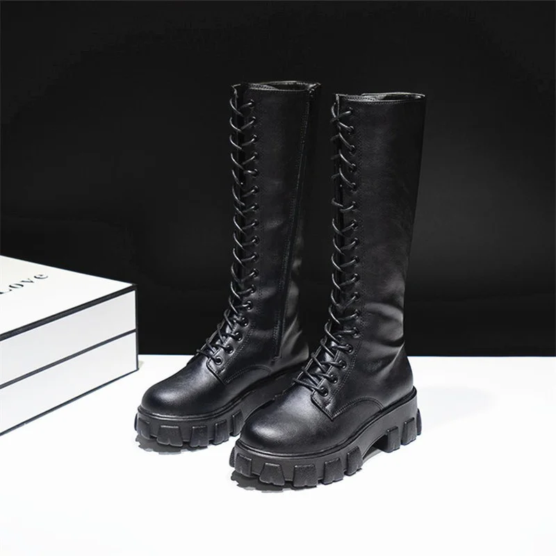 

Привлекательные высокие сапоги до колена, сапоги из искусственной кожи на высоком каблуке для женщин, модная обувь 2021, женские ботинки на ве...