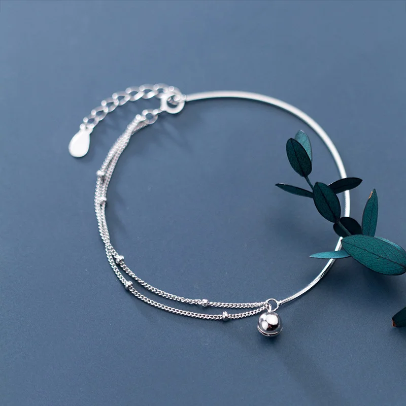 

PONYKISS Romantic S925 Sterling Silver Bell Round Beads Chain Bracelets Women Party Delicate Accessory Minimlist Chic Gift