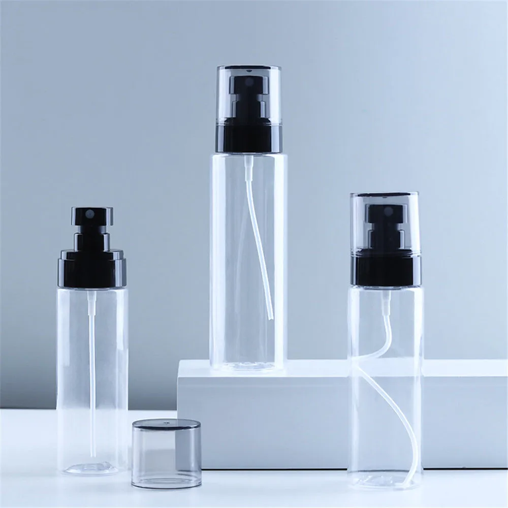 

100ml/120ml/150ml Plastic Spray Bottle Essential Oil Liquid Pet Spray Empty Bottle Transparent Plastic Flat Bottle Refill Bottle