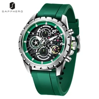sapphero mens watch 100m waterproof stainless steel chronograph luxury brand military silicone wristwatch casual fashion gift