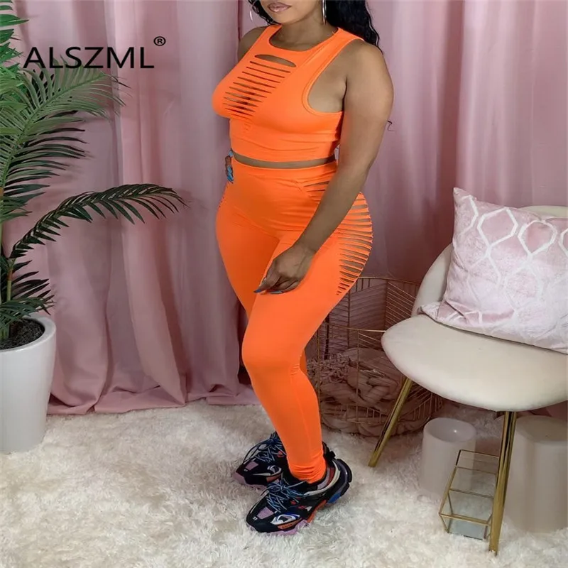 Новые модные висит оранжево образным вырезом без рукавов укороченный топ и штаны