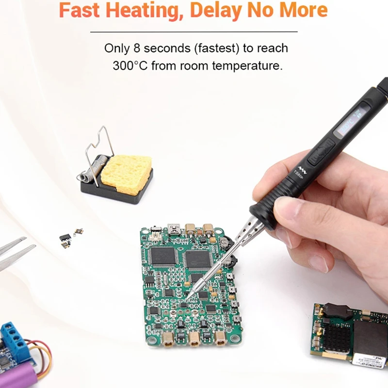 

Mini TS80P Mini Smart Portable Digital Soldering Iron Tool Adjustable Temperature OLED Display with B02 Iron Tips