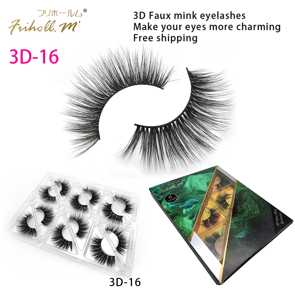3D-16 Friholl. m шелковые ресницы, 6 пар, натуральные норковые 3d накладные ресницы для наращивания, личная этикетка, 3d синтетические шелковые ресницы - Цвет: 3D-16