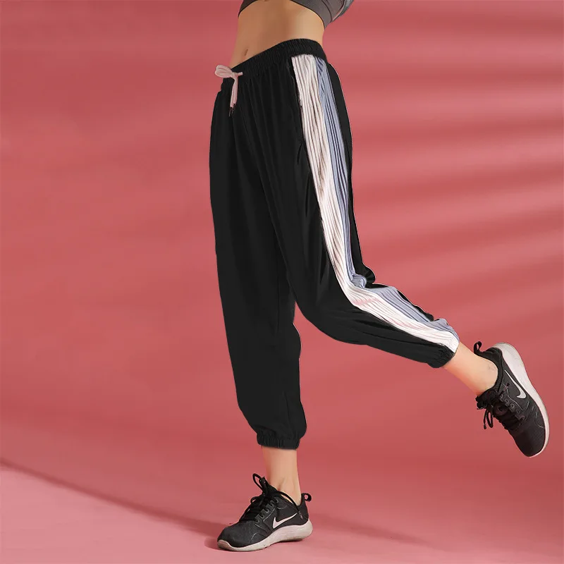 

New color crumpled sports pants women loose breathable leisure slimming yoga fitness running trousers joggers woman lady pink