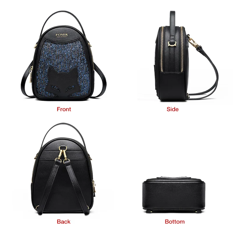 Женская мини сумка Кроссбоди Foxer модная блестящая вечерняя тоут из воловьей кожи