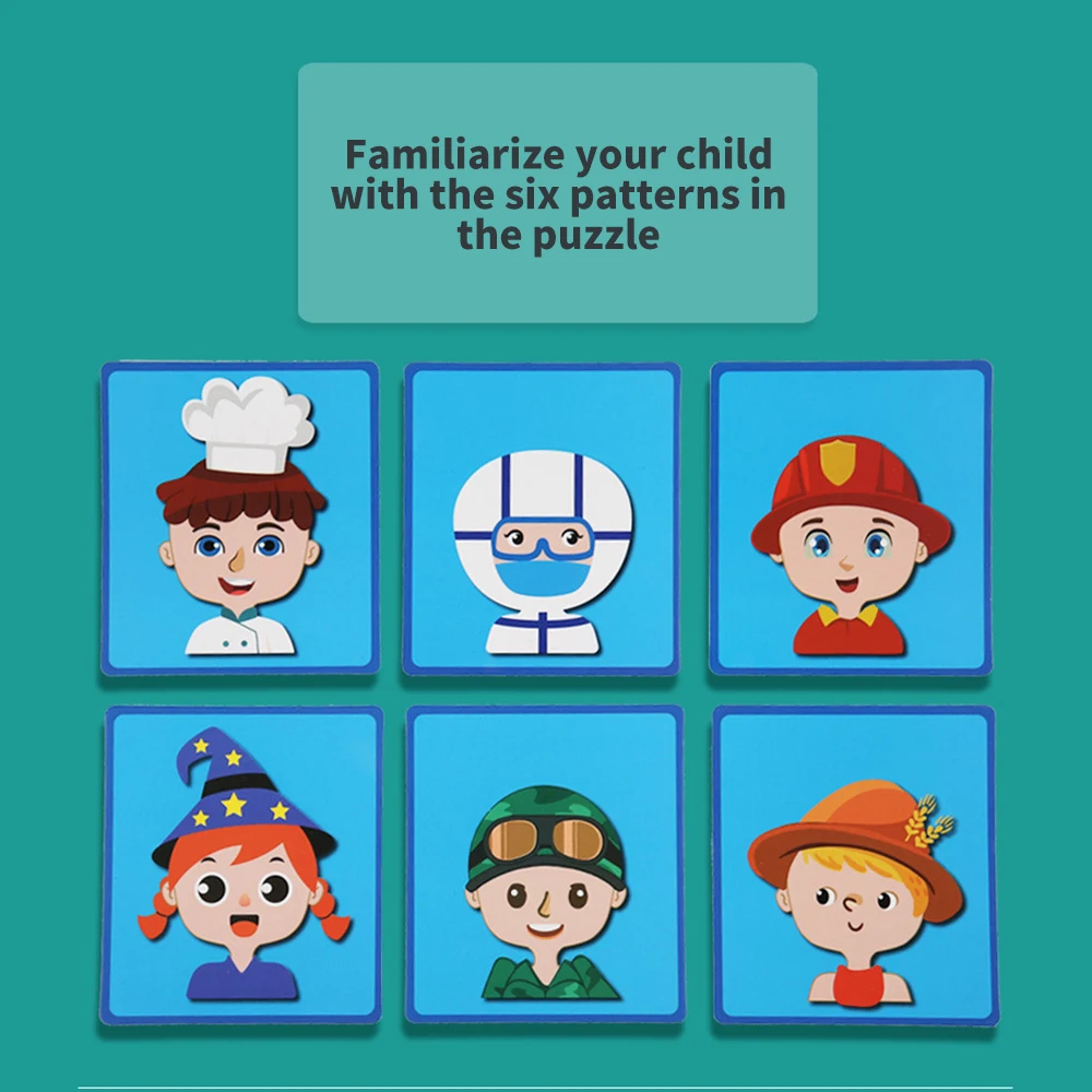 

Magnetic Educational Jigsaw Puzzle Intelligence Toys Paper Characters Blocks Career Changing Facial Expressions Restore Sticker