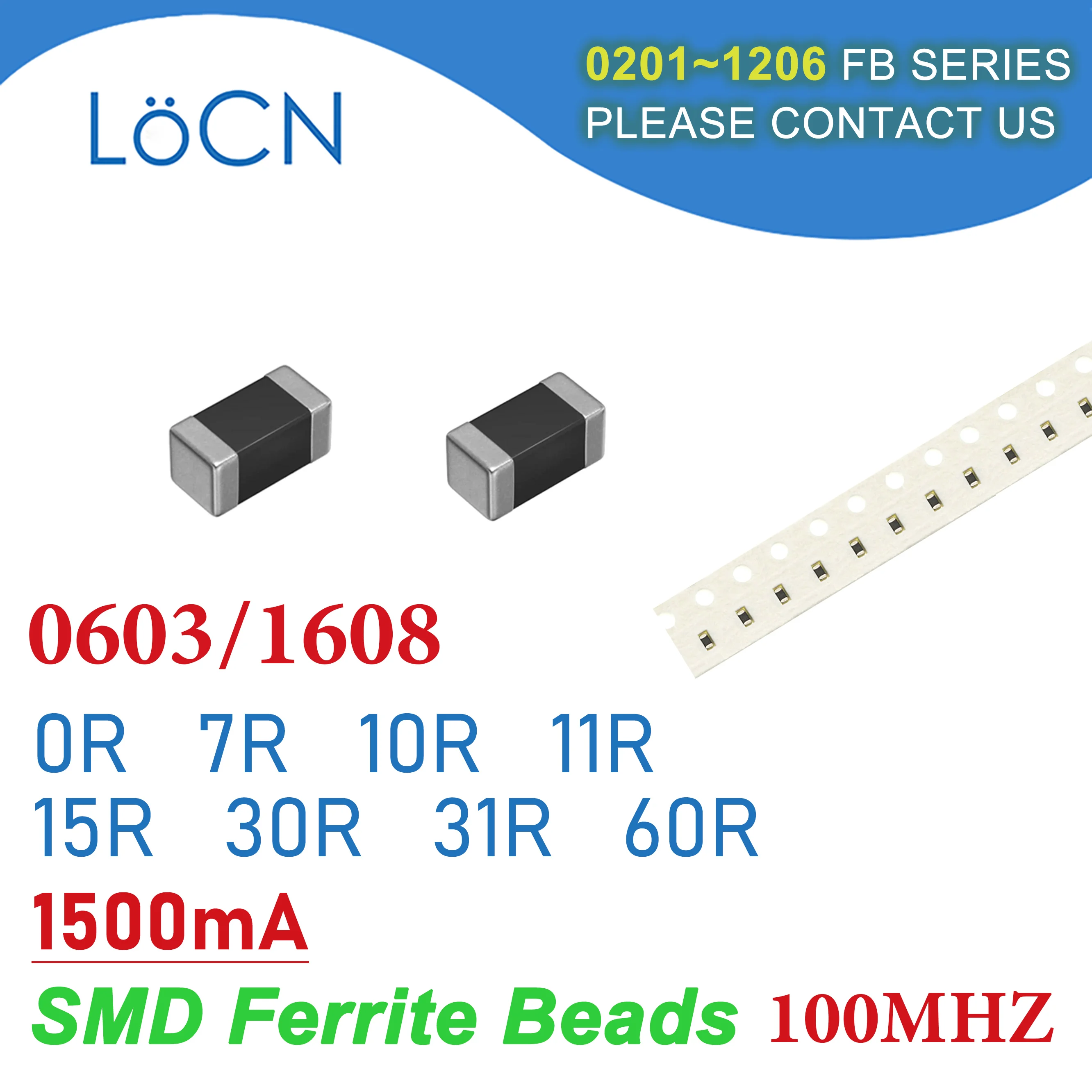 

4000PCS 0603/1608 100MHZ 1.5A SMD Ferrite Beads 0R 7R 10R 11R 15R 30R 31R 60R Chip Inductor Multilayer 25% 1500mA High Quality