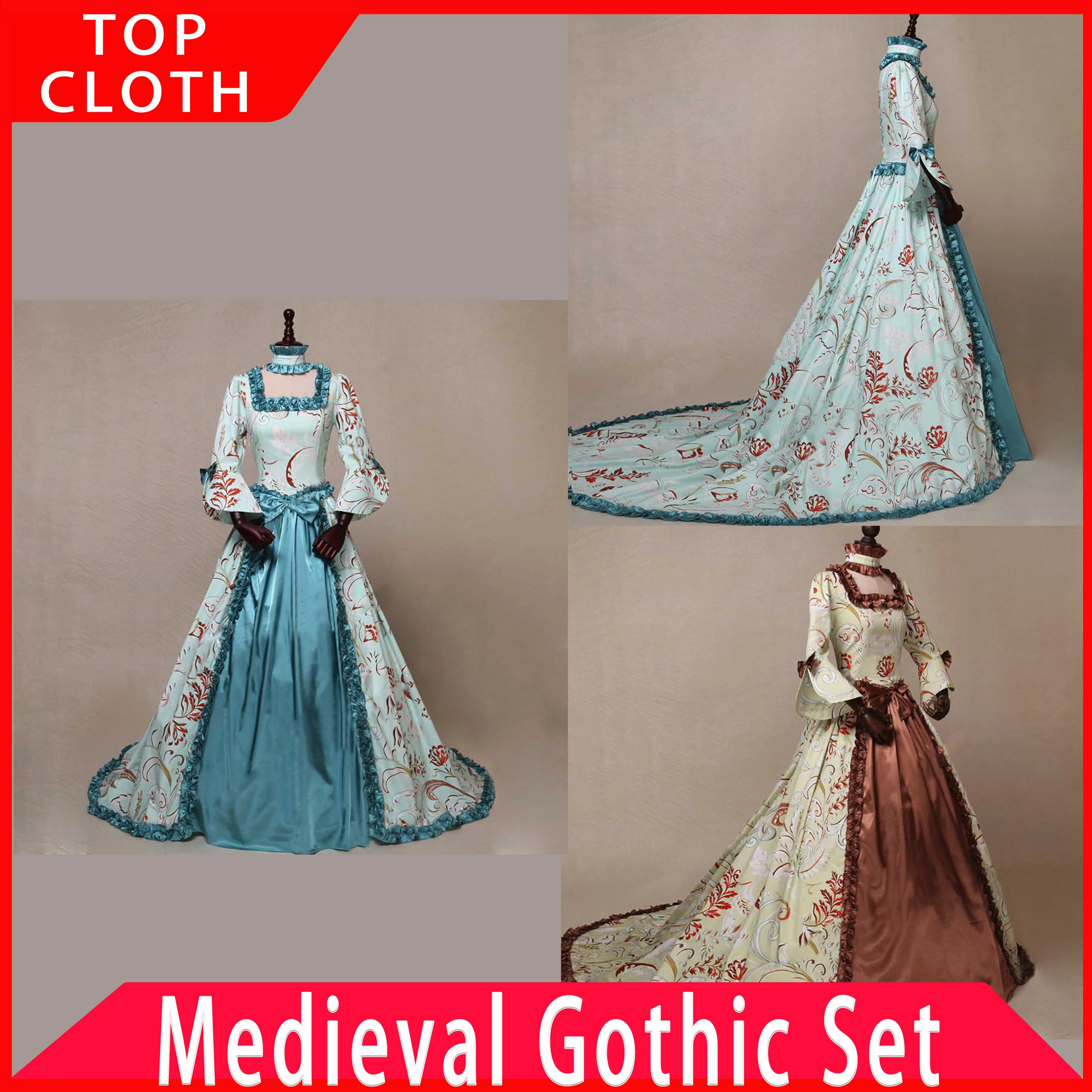 

Женское вечернее платье в готическом стиле, элегантное винтажное платье с длинным рукавом и широким рукавом, платье для косплея на Хэллоуин...