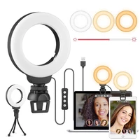 4 inch led ring light for laptop computer with stand clip video conference webcam lighting kit photography zoom meeting remote