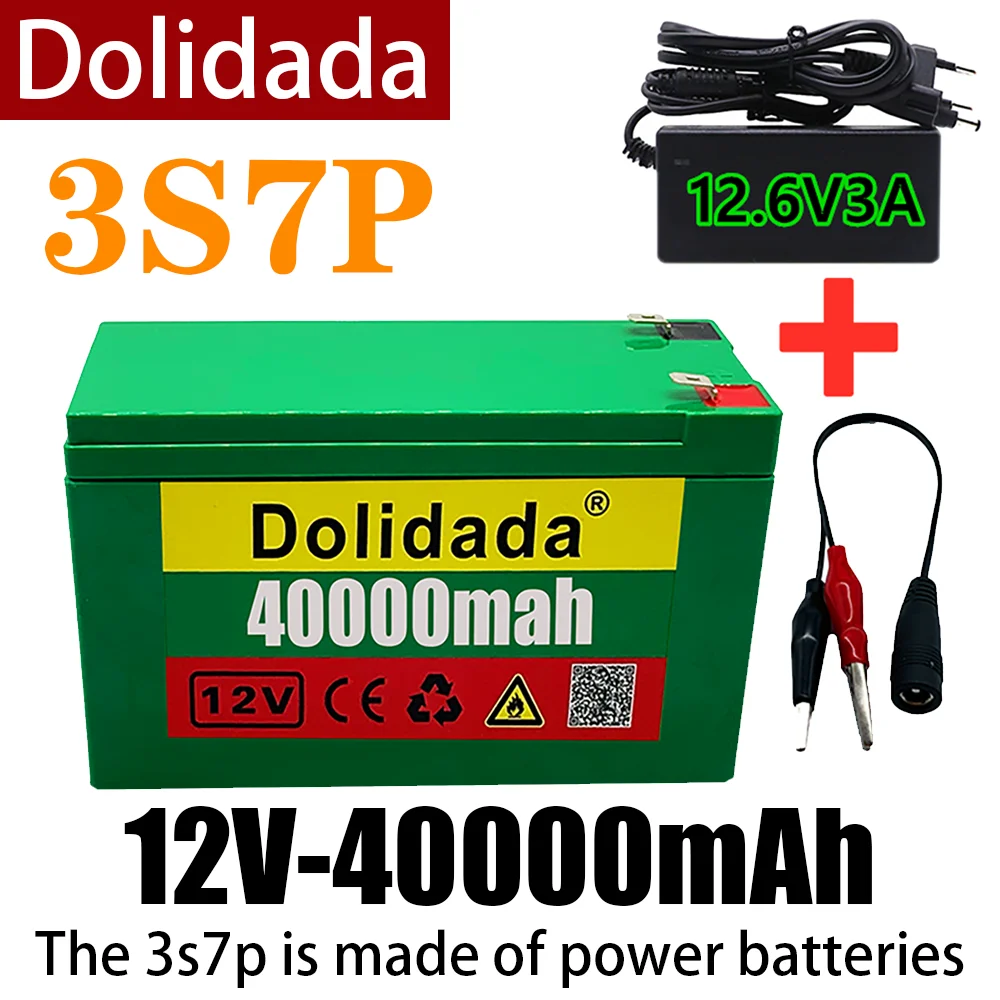 

Литиевый аккумулятор Powerbattery18650 12 В, 3s, 7p + зарядное устройство 12, 6 В, 3 А, встроенный блок BMS 40 Ач высокого напряжения, используется для оборудов...