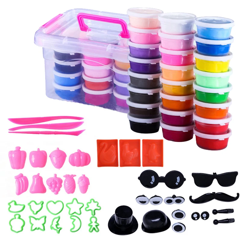 Полимерная глина для моделирования без запекания 24 цвета флаффи слайм игрушки