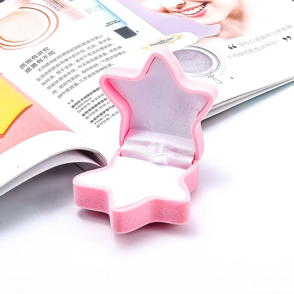 Милая коробка для колец синяя розовая Морская звезда узор в горошек шкатулка