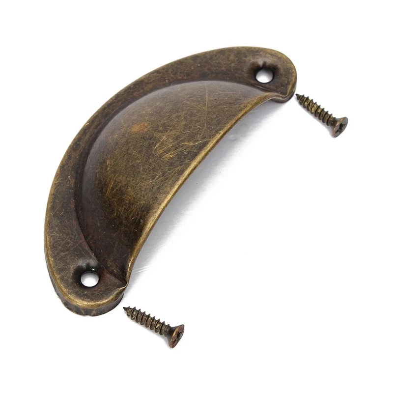 

20Pcs Antiques Shell Iron Sheet Retro Semicircular Handles for Cupboard Door Cabinet Drawer Furniture Hardware Drawer Pulls