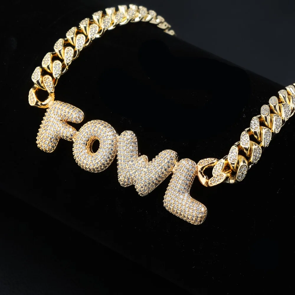 GUCY Custom Name Bubble кулон из букв& ожерелье Шарм мужские CZ хип хоп ювелирные изделия с золотым серебром теннисная цепочка для подарка