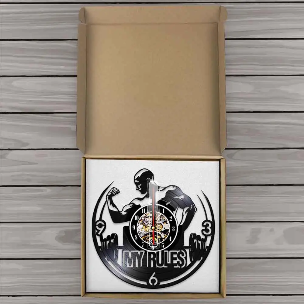 Мотивационные настенные часы My Rules с цитатами для тренажерного зала мужские