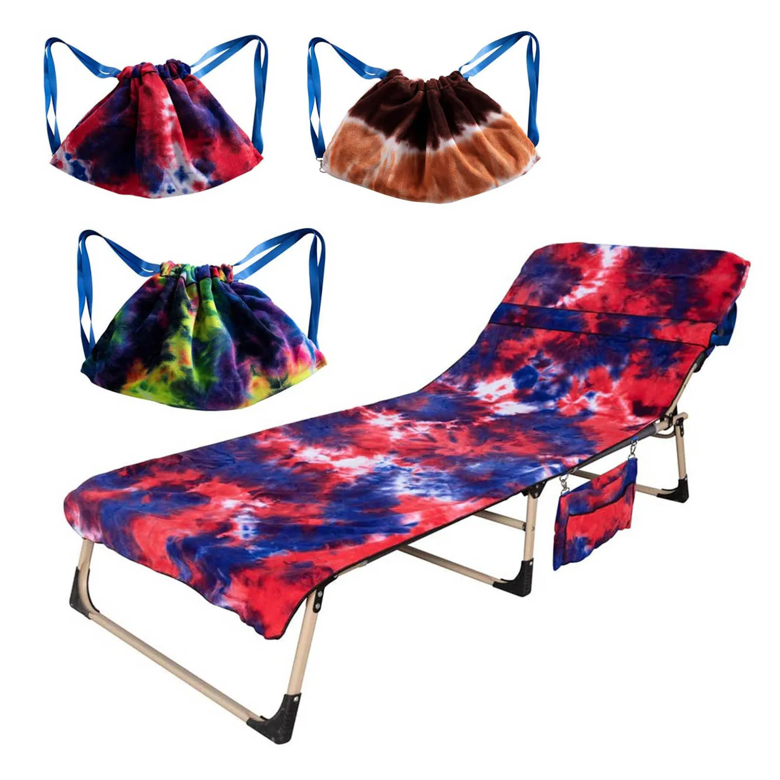 

82.7 X 29.5 Inches Beach Chair Cover With Side Pockets Non-slip Pool Lounge Cover Beach Recliner Quick-dry Beach Towel For Chair