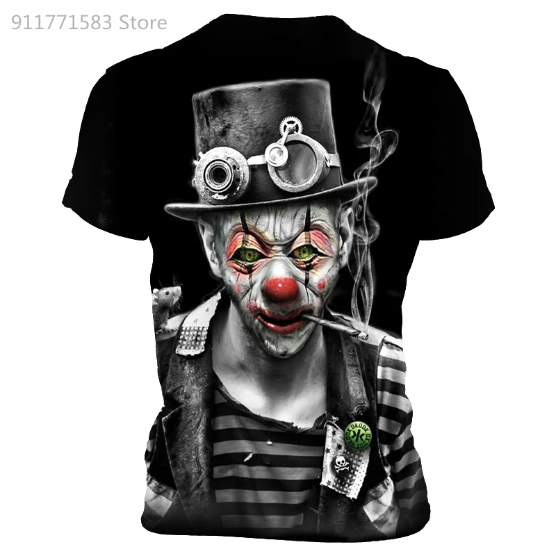 

2021 New Clown T-shirt Men's Clown Face Tops Funny Clown Shirt Round Neck Fashion Streetwear 3D Clown Short Sleeve Sleeve Style