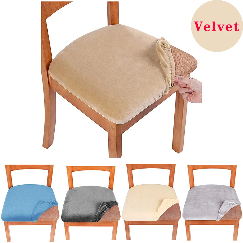 Velvet Super Soft Chair Seat Cover Spandex Elastic Covers For Dining Room Chairs Home Simple | Дом и сад