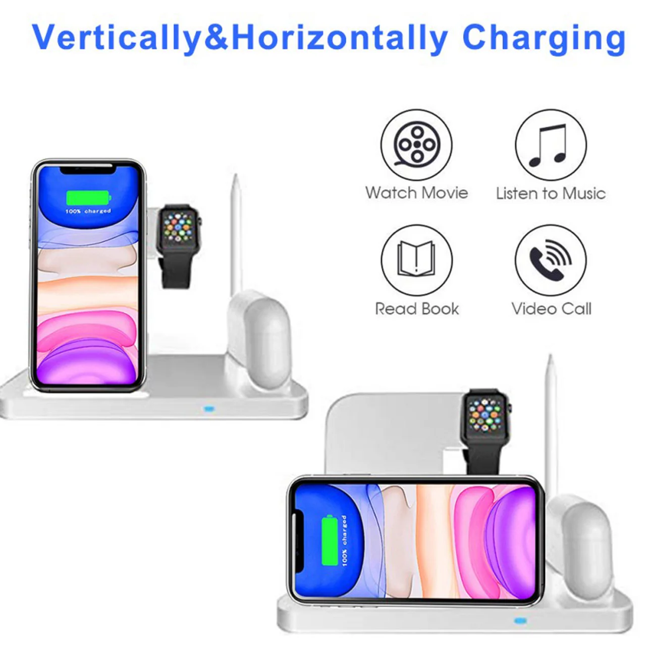 

4 In 1 Multi-Function Wireless Charger 15W Wireless Charging Station For Apple Headset Watch and Pen Charger