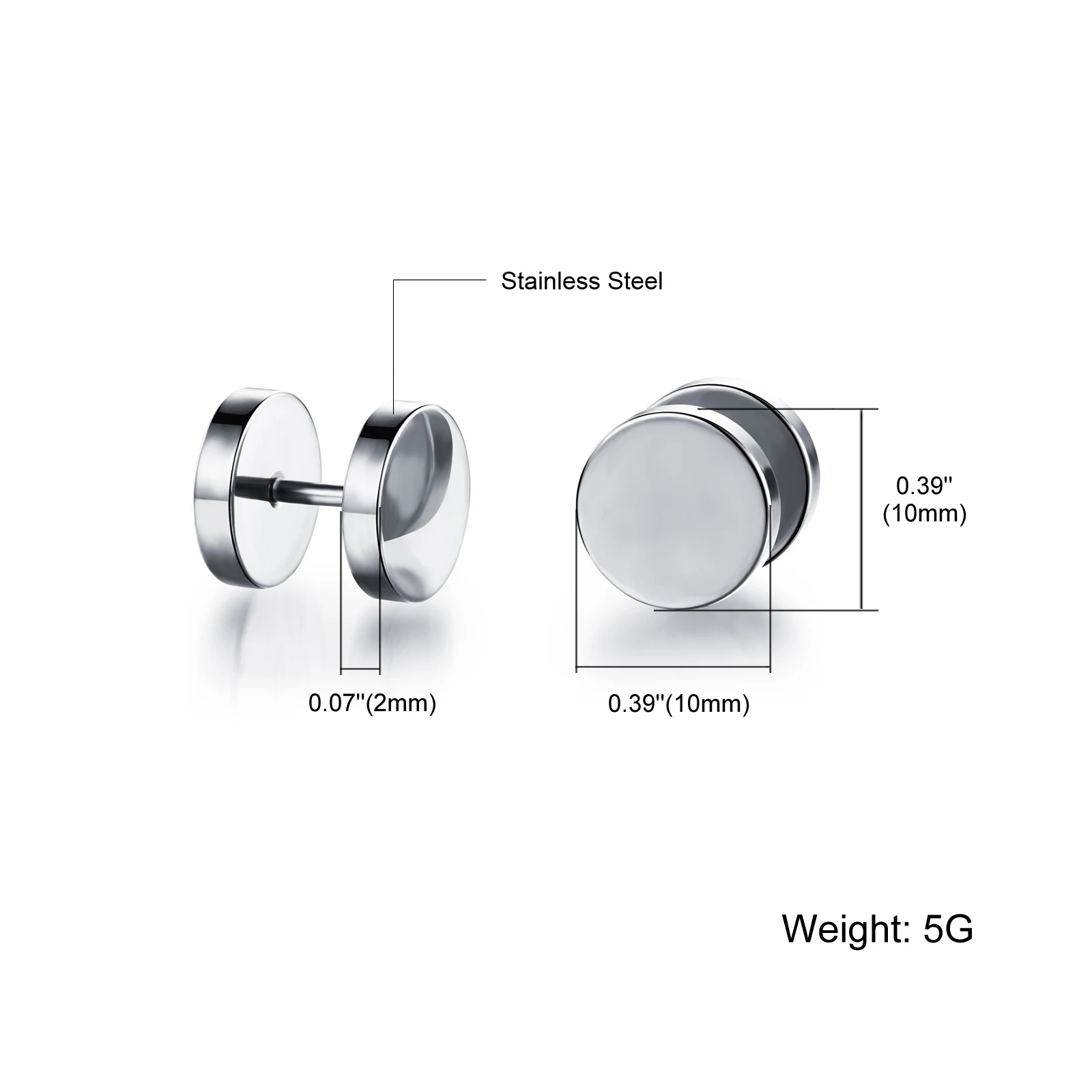 Серьги-гвоздики круглые из нержавеющей стали в стиле панк для мужчин и женщин |