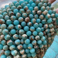 4 10mm lake blue synthetic shoushan stone loose beads round semi finished diy jewelry accessories 15 inches