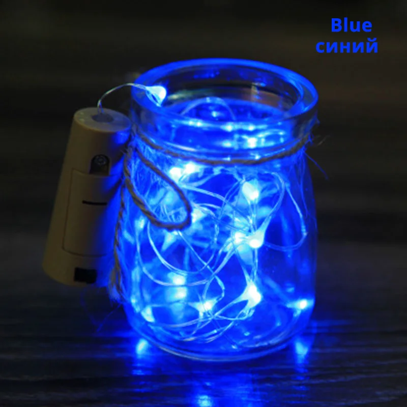 blue 20 светодиодов 2 м Серебряная линия светильник с пробкой для бутылки для стеклянной бутылки для украшения праздника свадебные украшения лампы - Испускаемый цвет: blue