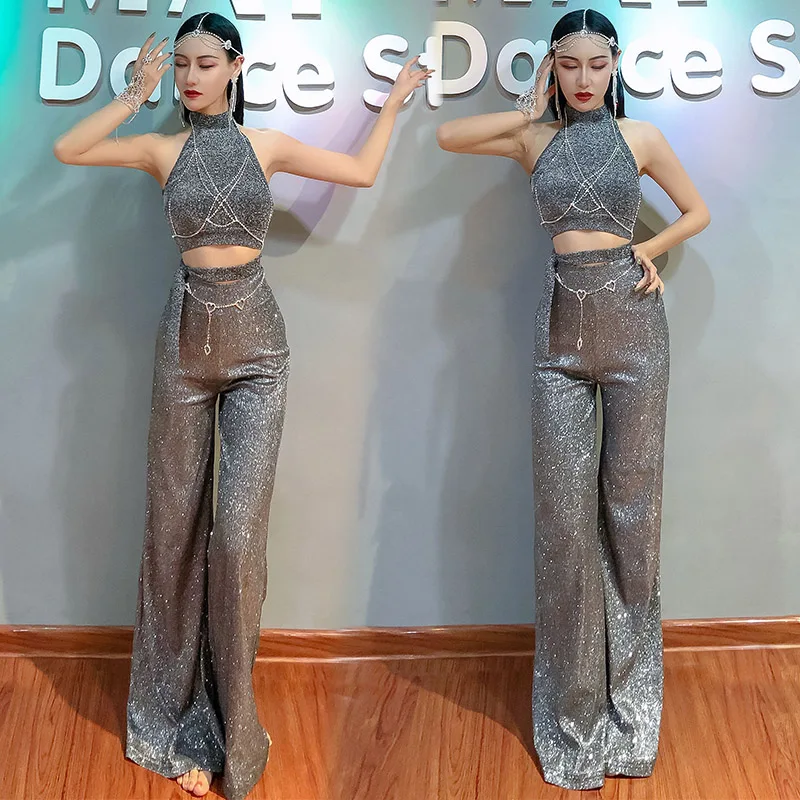

Female Singer Shiny Silver Suit Nightclub Party DSDJ Performance Clothes Cheerleader Street Dance Female Team Costume DWY4806