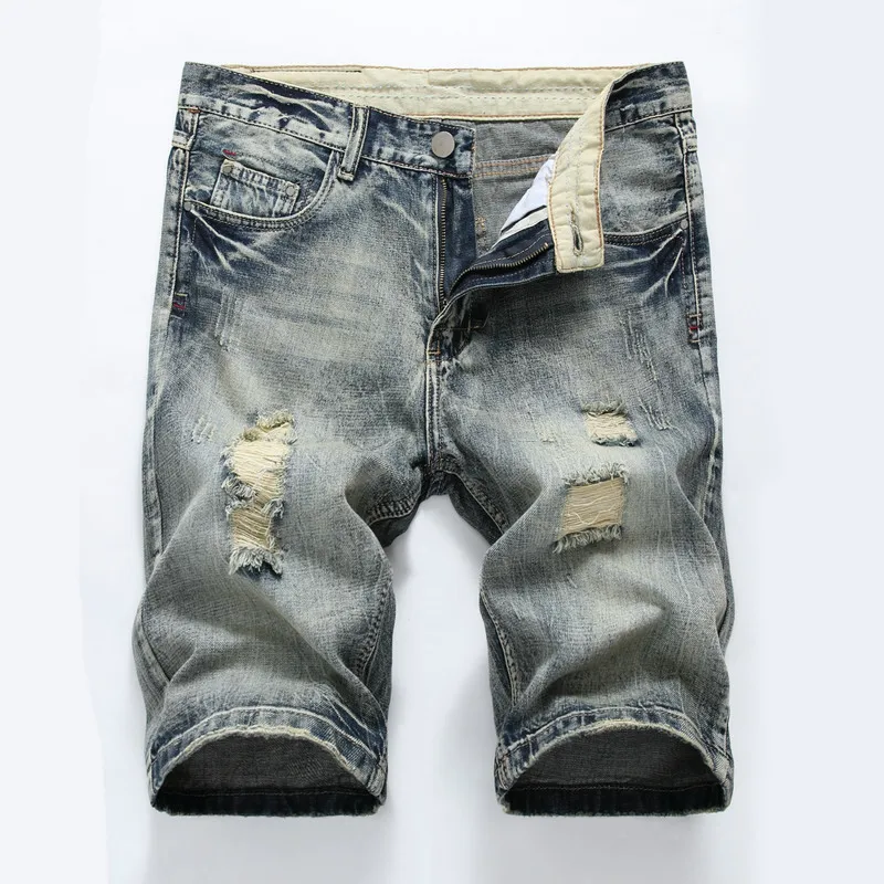 Men's Denim Shorts Summer Cotton Hole Light Men's Shorts Slim Shorts Ripped Jeans for Men Streetwear Clothes Mens Jeans 2020
