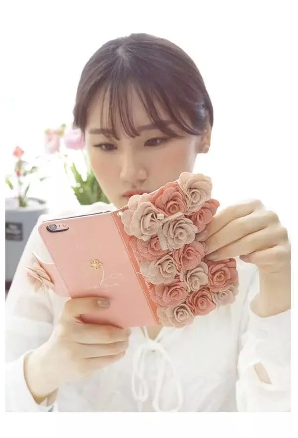 Чехол книжка с 3D рисунком розы кожаный чехол откидной крышкой сумочка кошелек