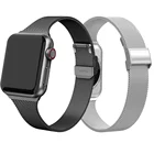 Металлический ремешок для Apple Watch Milanes, 44 мм 40 мм 42 мм 38 мм, тонкий браслет из нержавеющей стали для iWatch Series 4 5 6 SE, ремешок для часов