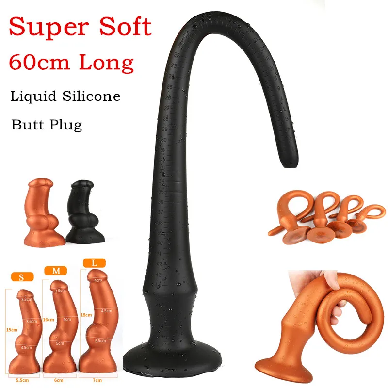 Супер длинный Анальная пробка мягкий огромный силиконовый фаллоимитатор 60 см