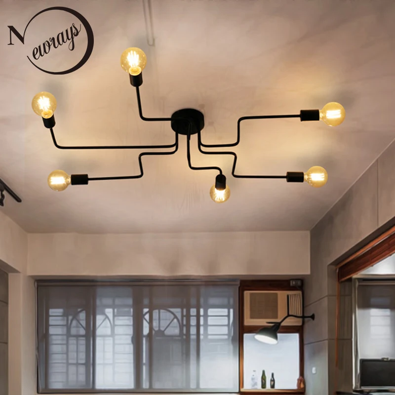 

Modern creative simple iron industrial ceiling lamp LED E27 Europe ceiling light for parlor bedroom living room kitchen study