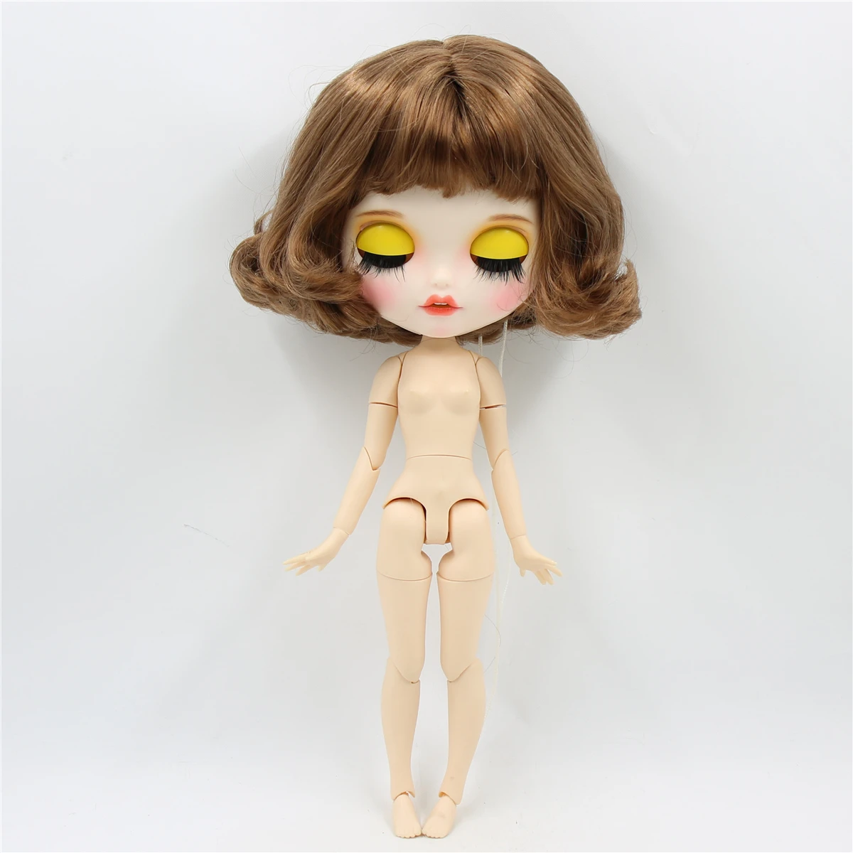 naked doll Ледяная фабрика blyth кукла 1/6 bjd белая кожа тела короткие каштановые волосы, новое матовое лицо с зубами, 30 см BL9158 - Цвет: naked doll