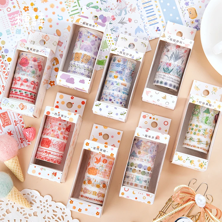 Вишневая девушка звездное небо цветы пуля журнал Washi лента набор клейкой ленты DIY