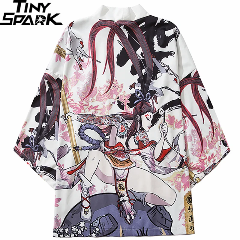 

Japanese Kimono Jacket Fairy Tattoo Killer Harajuku 2021 Hip Hop Men Japan Streetwear Jacket Summer Thin Clothing Loose Kimono
