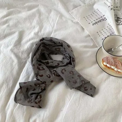 leopard grey Модный детский шарф с принтом короны, весенний хлопковый шейный платок для маленьких мальчиков и девочек, милая теплая шаль, шарфы хиджабы - Цвет: leopard grey