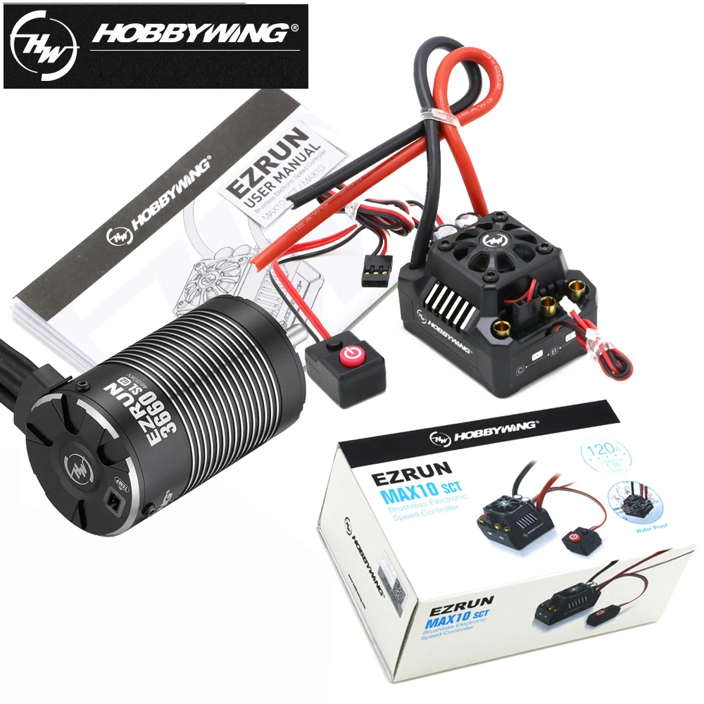 2 шт./лот щеточный электронный регулятор скорости Hobbywing EZRUN MAX10 SCT 2-4S 120A бесщеточный