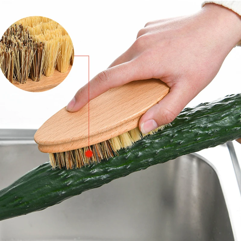 

Kitchen Wooden Brush Multi-functional Cleaning Brush Wooden Vegetable Scrub Brush Head Replacement Biodegradable Kitchen Brushes