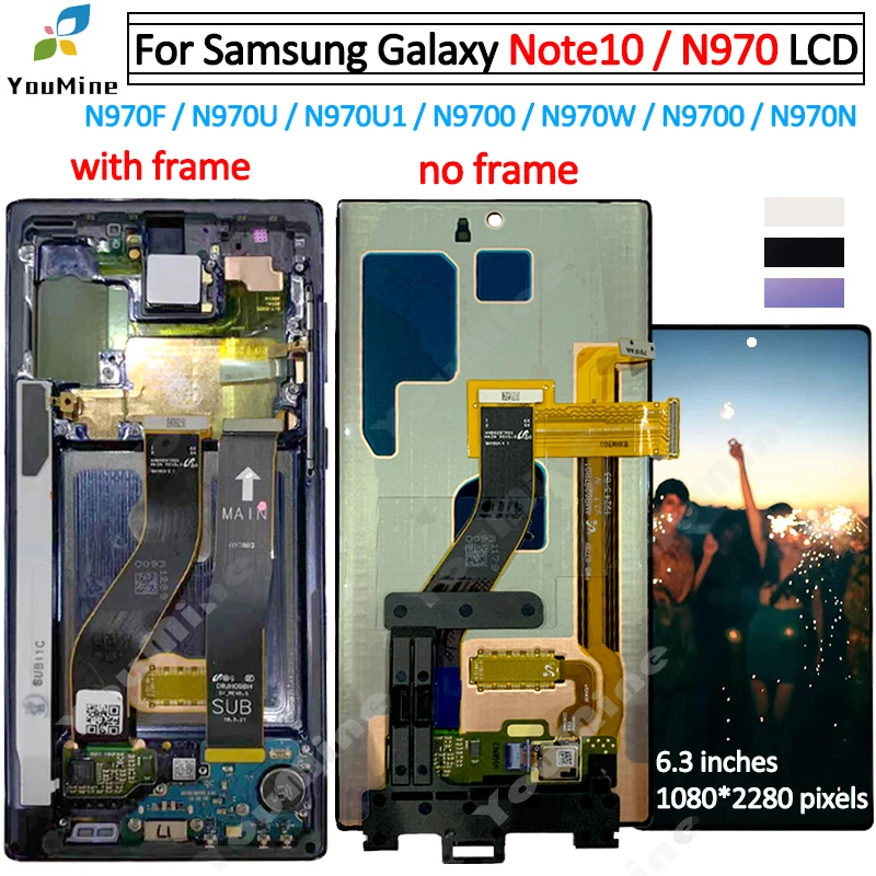 Для samsung Galaxy Note10 ЖК-дисплей сенсорный экран дигитайзер N970 N970F с рамкой для samsung note10+ lcd N975 Note10 Pro lcd