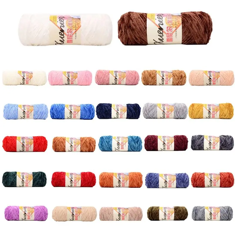 100 г синель бархатная пряжа Wram однотонная ручная вязка толстая вязаная крючком