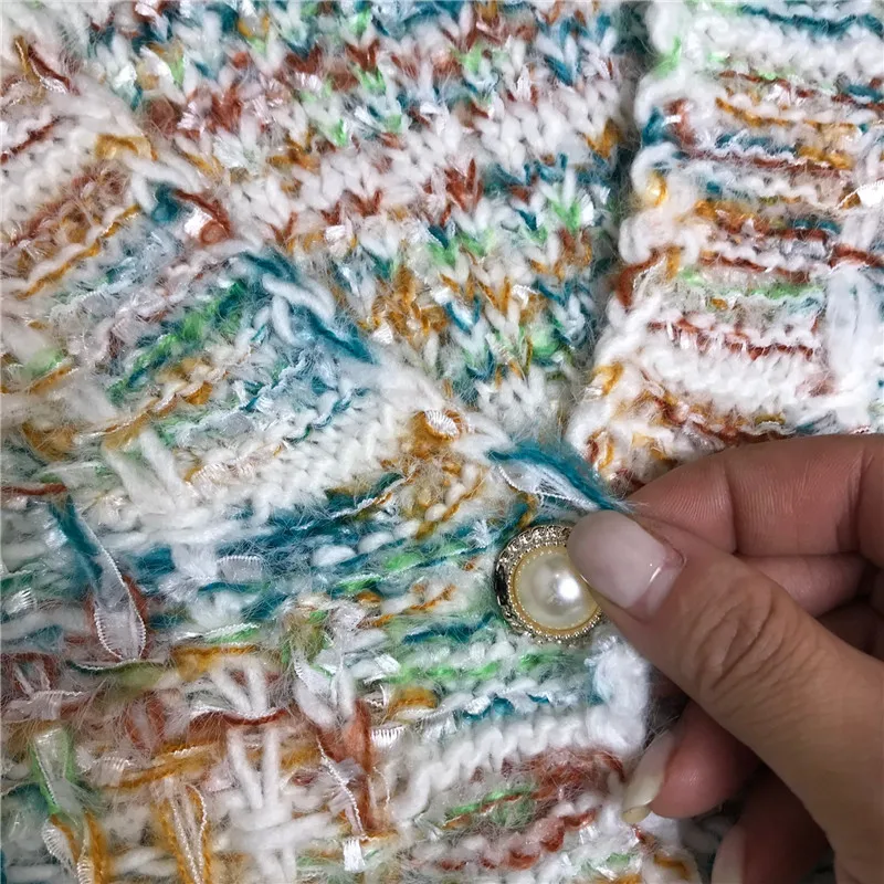 Роскошный дизайнерский брендовый вязаный свитер для женщин винтажный Свободный