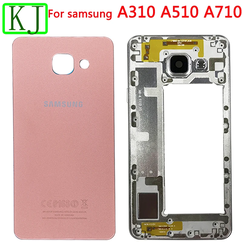Задний Полный Корпус для samsung Galaxy A3 A5 A7 A310 A510 A710 батарея задняя крышка передняя средняя рамка Корпус платы
