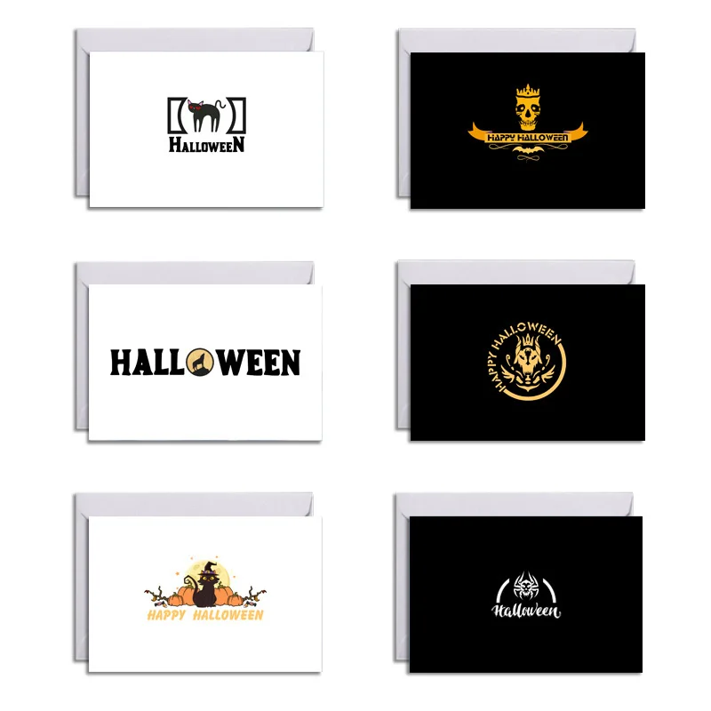 6 шт./лот 3D Творческая поздравительная открытка на Хэллоуин мультяшная