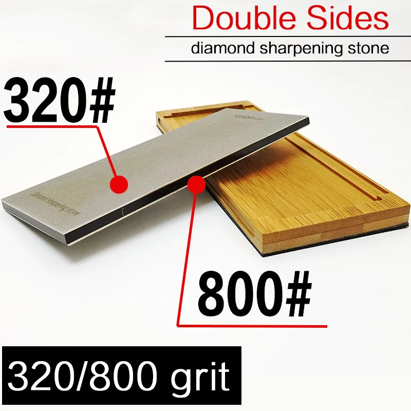 320 800 grit 80-3000 Алмазная двухсторонняя точилка для ножей Профессиональные кухонные инструменты заточка камней Шлифовка с бамбуковой основой - Цвет: 320 800 grit