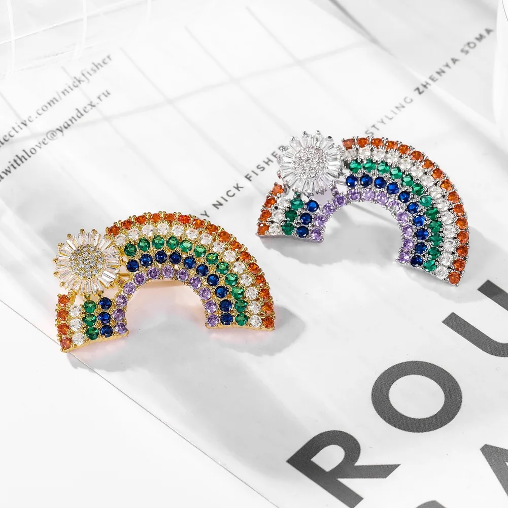 Европейская и американская мода креативная Радужная медная микро-брошь
