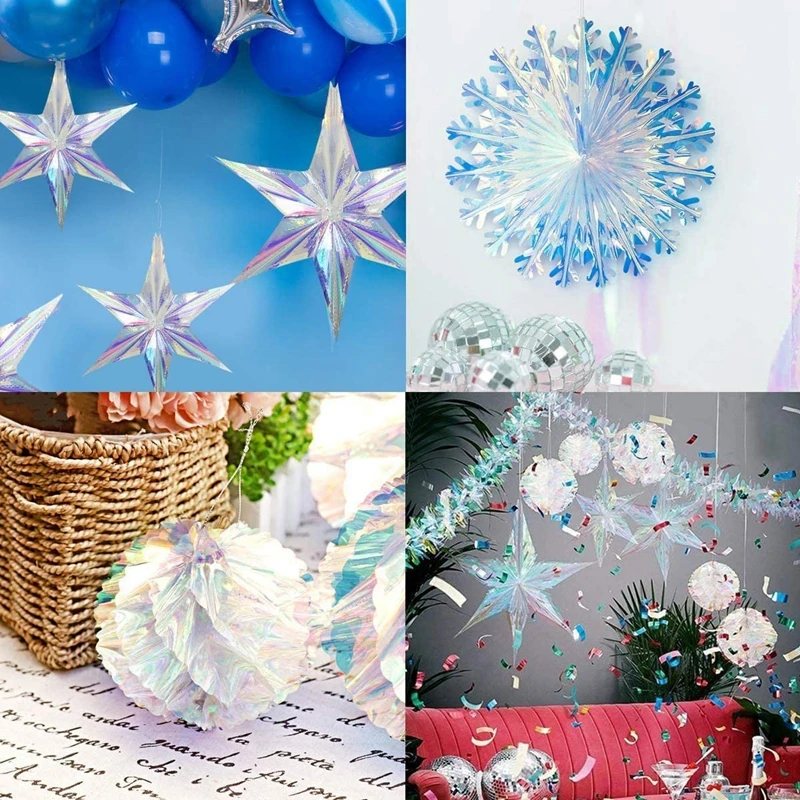 Рождественские переливающиеся подвесные 6 точечные звездочки украшения сделай